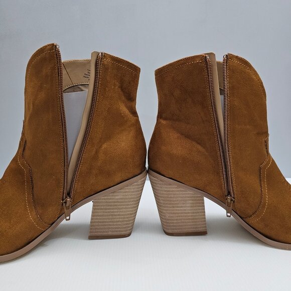 NEW Abound Courtnee Ankle Bootie Womens 11 Tan Western Cowgirl Block Heel - Picture 4 of 16